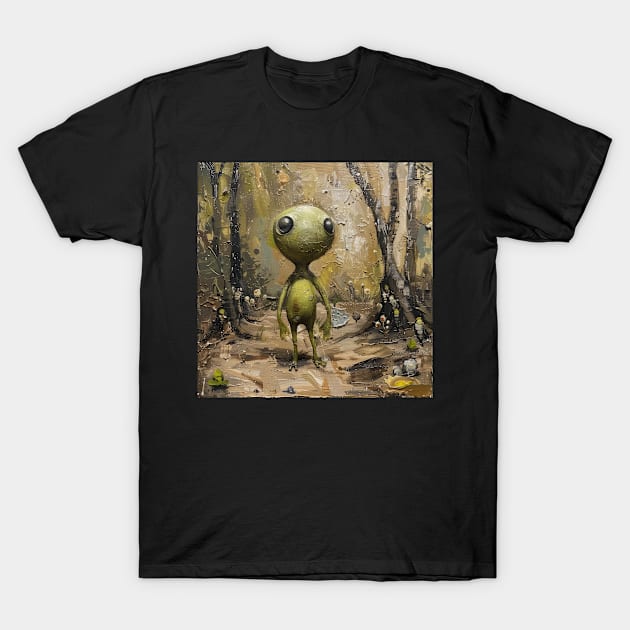 The Little Green Man painting T-Shirt by camisariasj